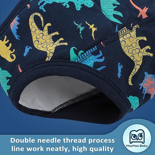 Vista 4 de MooMoo Baby Paquete de 8 pares de ropa interior de entrenamiento para ir al baño de algodón absorbente para niños y niñas, tallas 2T a 9T