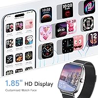 Vista 7 de Reloj inteligente para mujeres, reloj inteligente HD de 1.85 pulgadas, compatible con iPhone/Samsung/Android (respuesta/hacer llamadas), más de 100