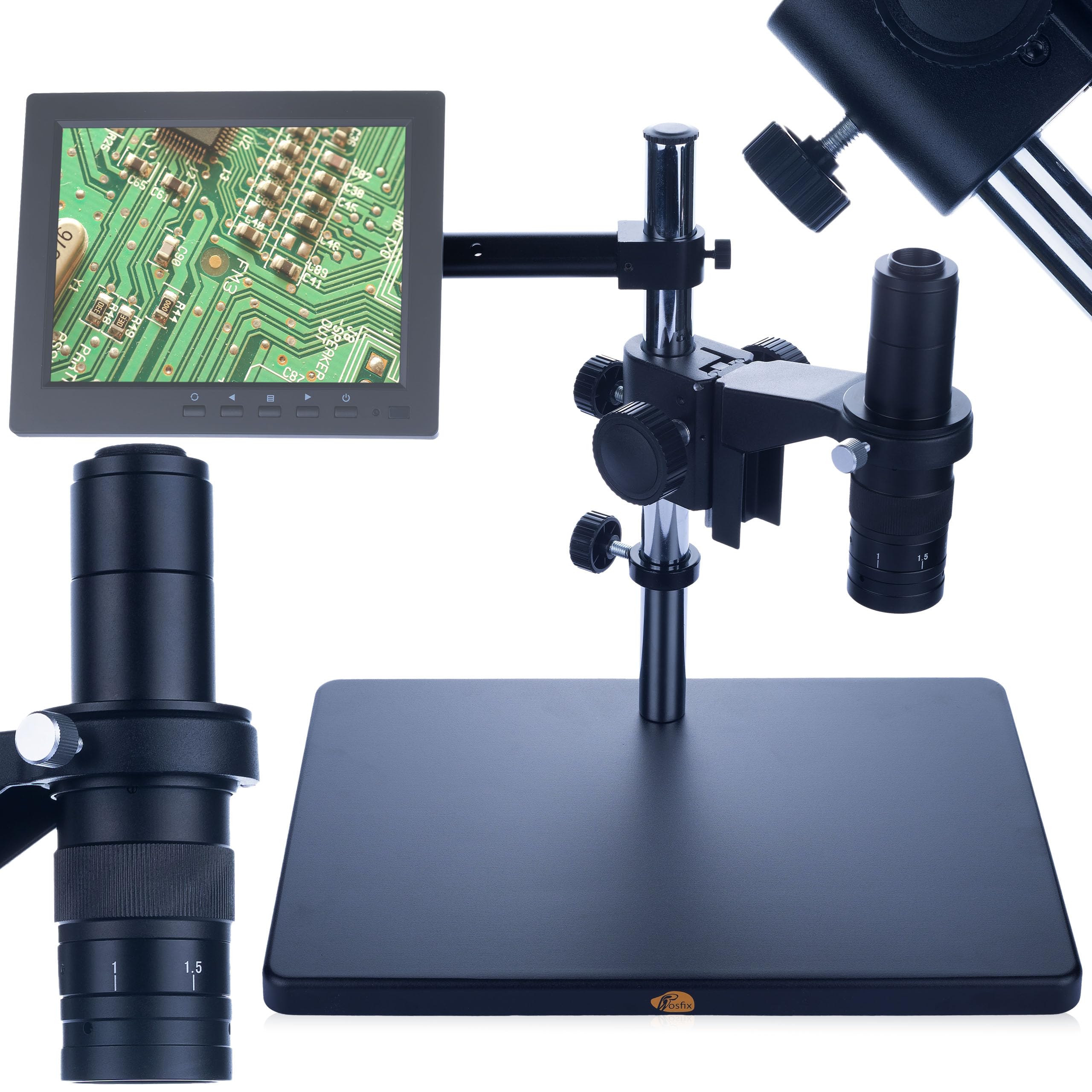 Rosfix Microscopio Digitale Earth Pro MCEP-0.5X – Zoom 7–45x, C-Mount, Ottica in Vetro HD | 100–150mm Distanza Lavoro | Elettronica, Biologia, Gioielleria | Microscopio Professionale