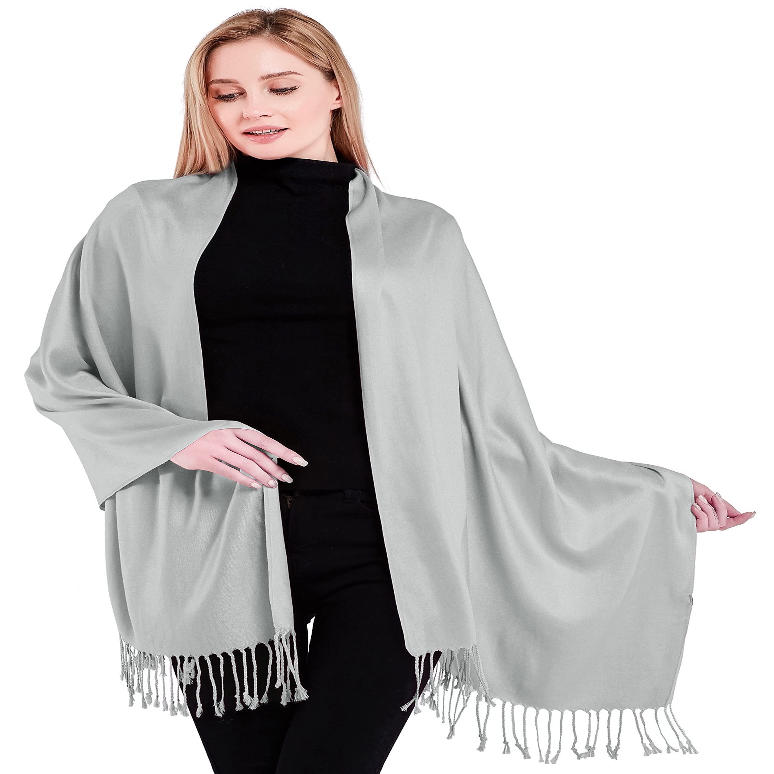 Cj Apparel Women's Silver Grey 442 Silver Grey Solid Colour Design Shawl Seconds Scarf Wrap Stole Throw Head Wrap Face Cover Pashmina New
