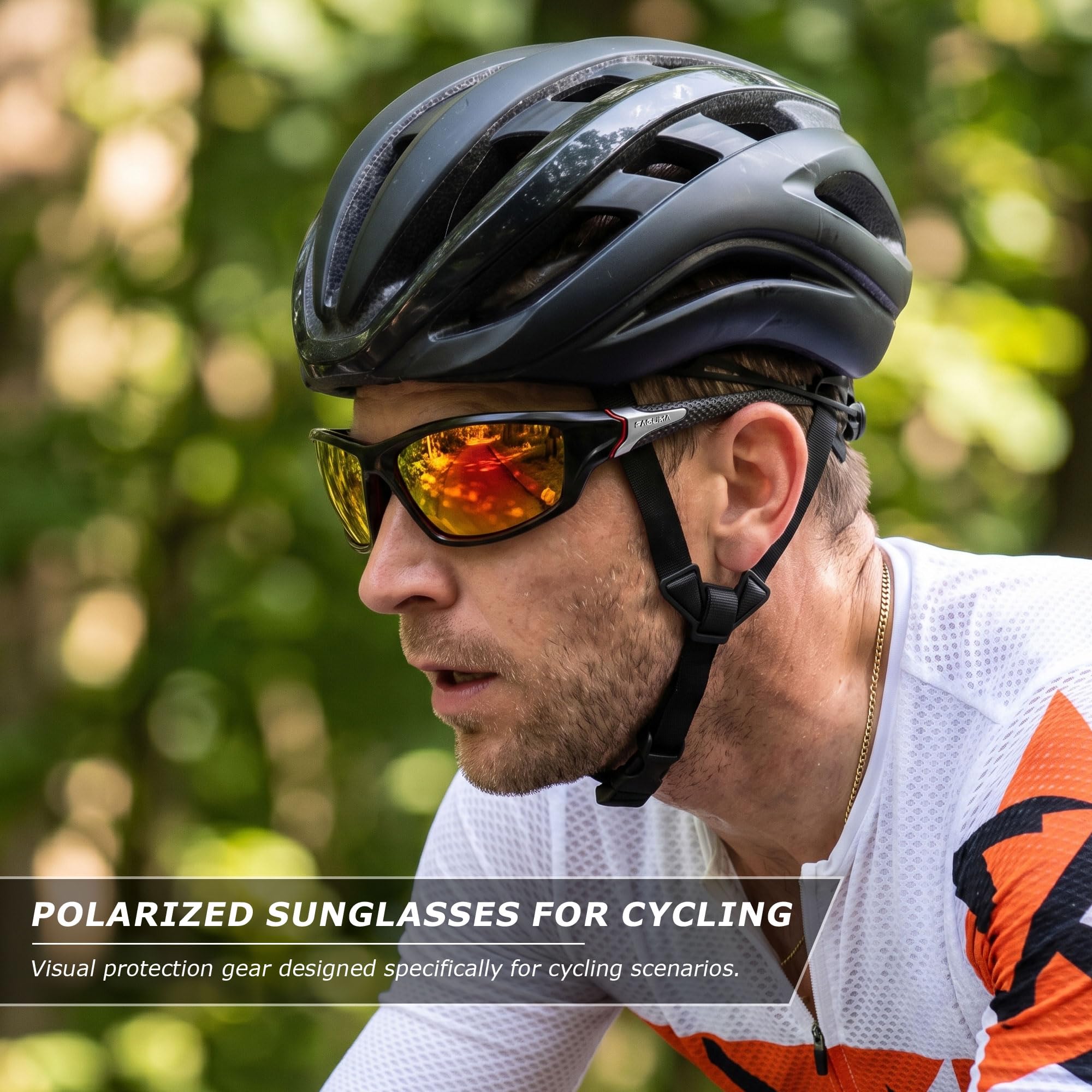 FAGUMA Occhiali da sole polarizzati sportivi per uomo, ciclismo, guida, pesca, protezione UV al 100%
