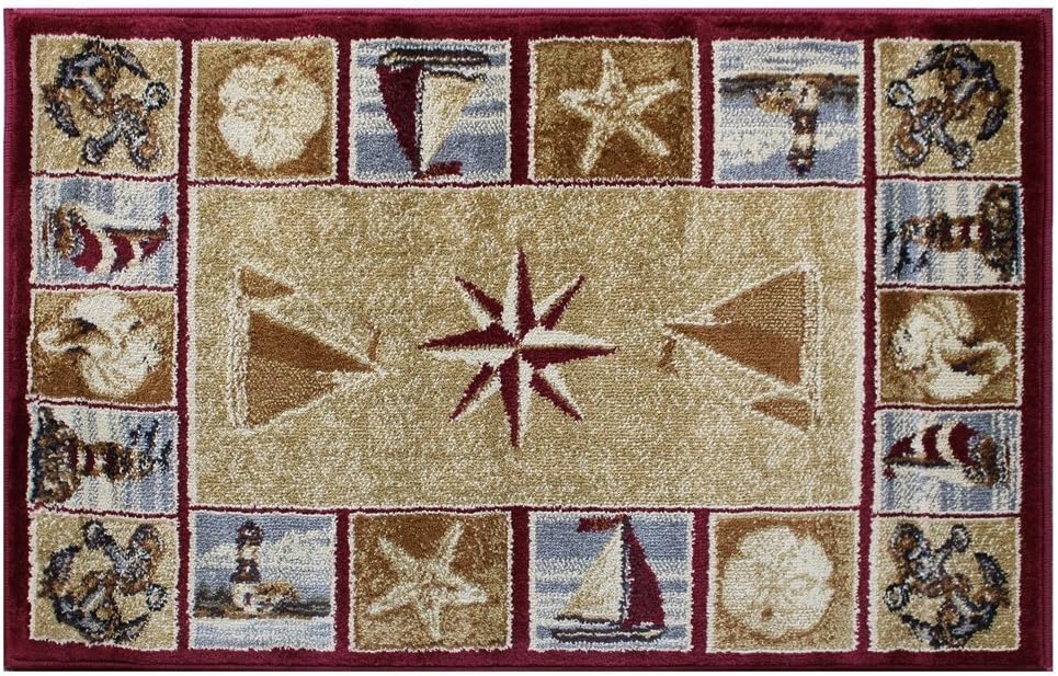 Mat Area Rug Nautical Scene (2 Feet X 3 Feet 2 Inch)
