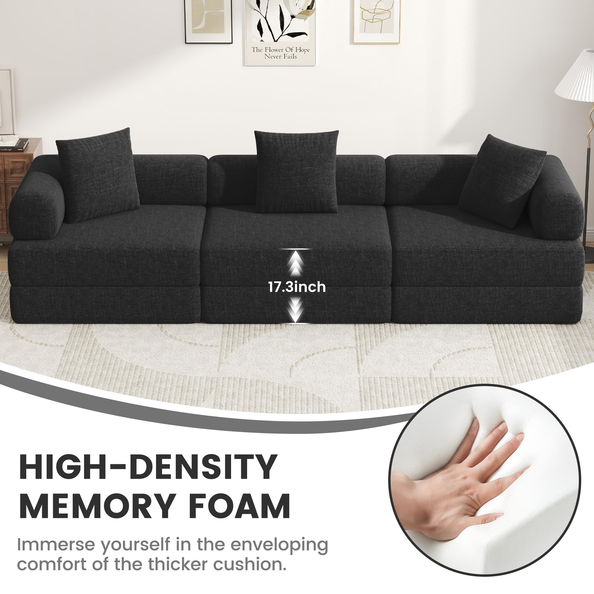 Amazon.com: DURASPACE 117.6'' Convertible Sofa Bed, Chenille