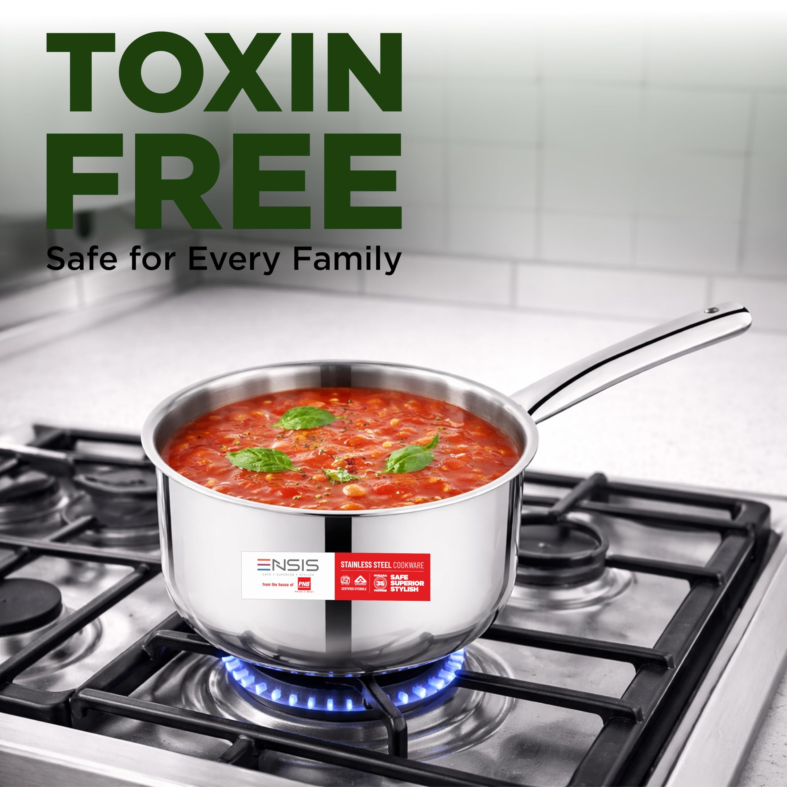 ENSIS triply Sauce pan with Lid | Stainless Steel Cookware | 1.14 Liter Sauce Pan for Tea | 14 cm Induction Saucepan Stainless Steel - 5 Year Warranty | Saucepan with lid (14 cm) — Amazon image 3