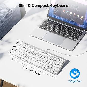 TECKNET Wired Keyboard for MacOS Devices with Dual Interface, Slim Mac Keyboard, Comfortable Ergonomic Typing Angle & Stable Connection for PC/Laptop, Compatible with MacBook, iMac, Mac mini/Pro
