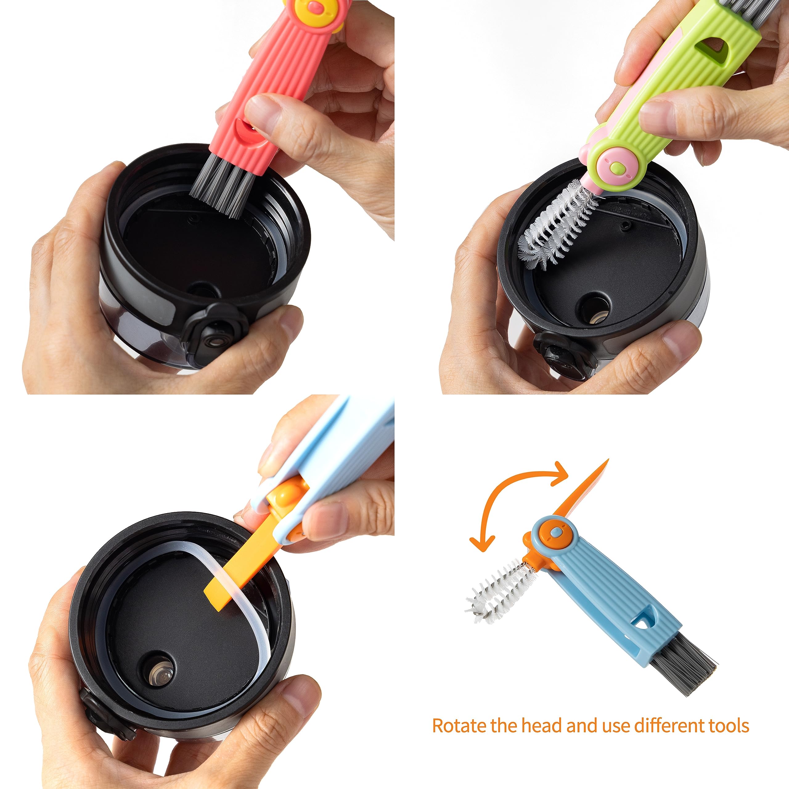 Chemimoso 3 in 1 Cup Lid Gap Cleaning Brush Set, Multifunctional Water Baby Bottle Cleaning Tools, Home Kitchen Crevice Cleaning Tools (3Pcs)