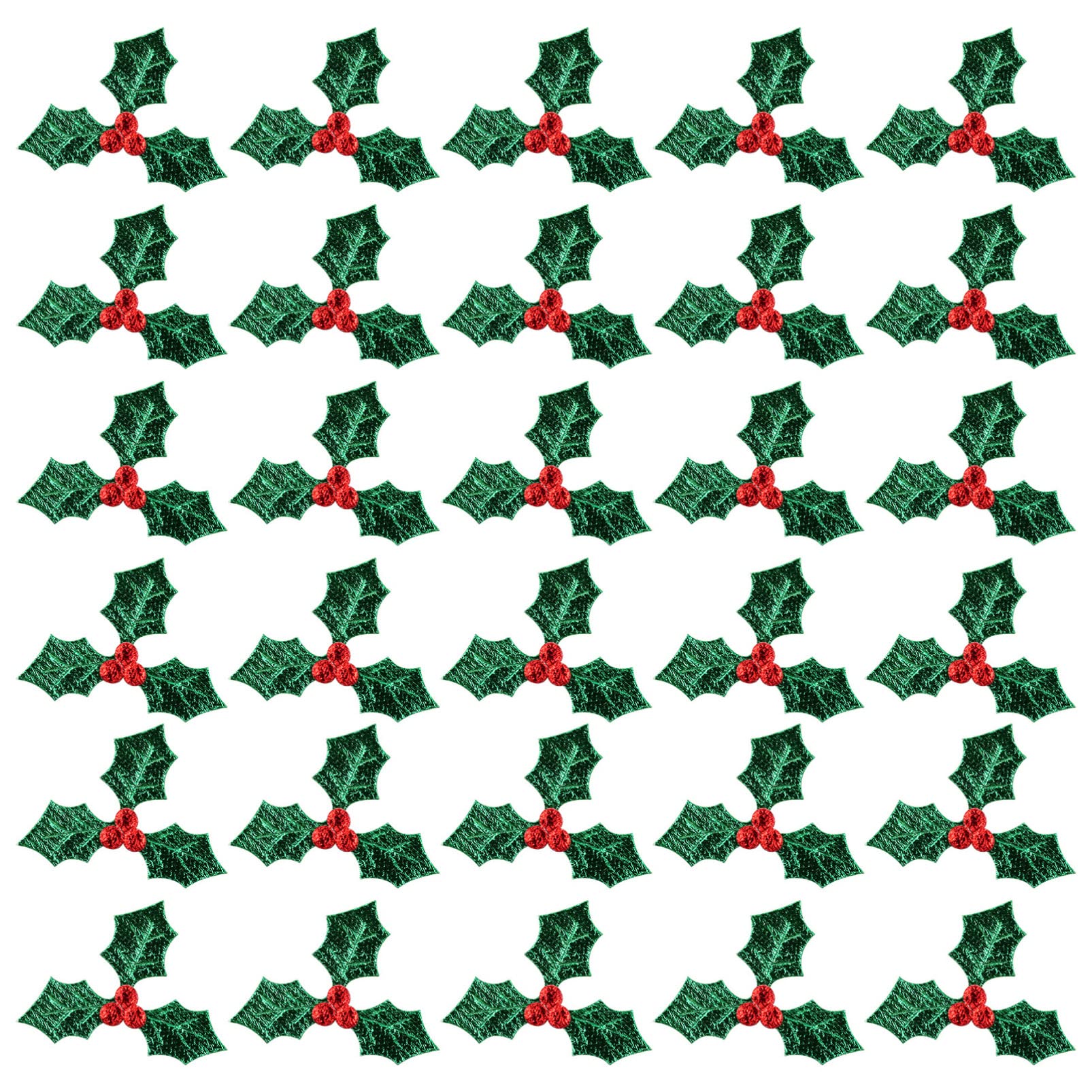 100pcs Christmas Holly Leaves & Red Berries for DIY Crafts Mini Decor