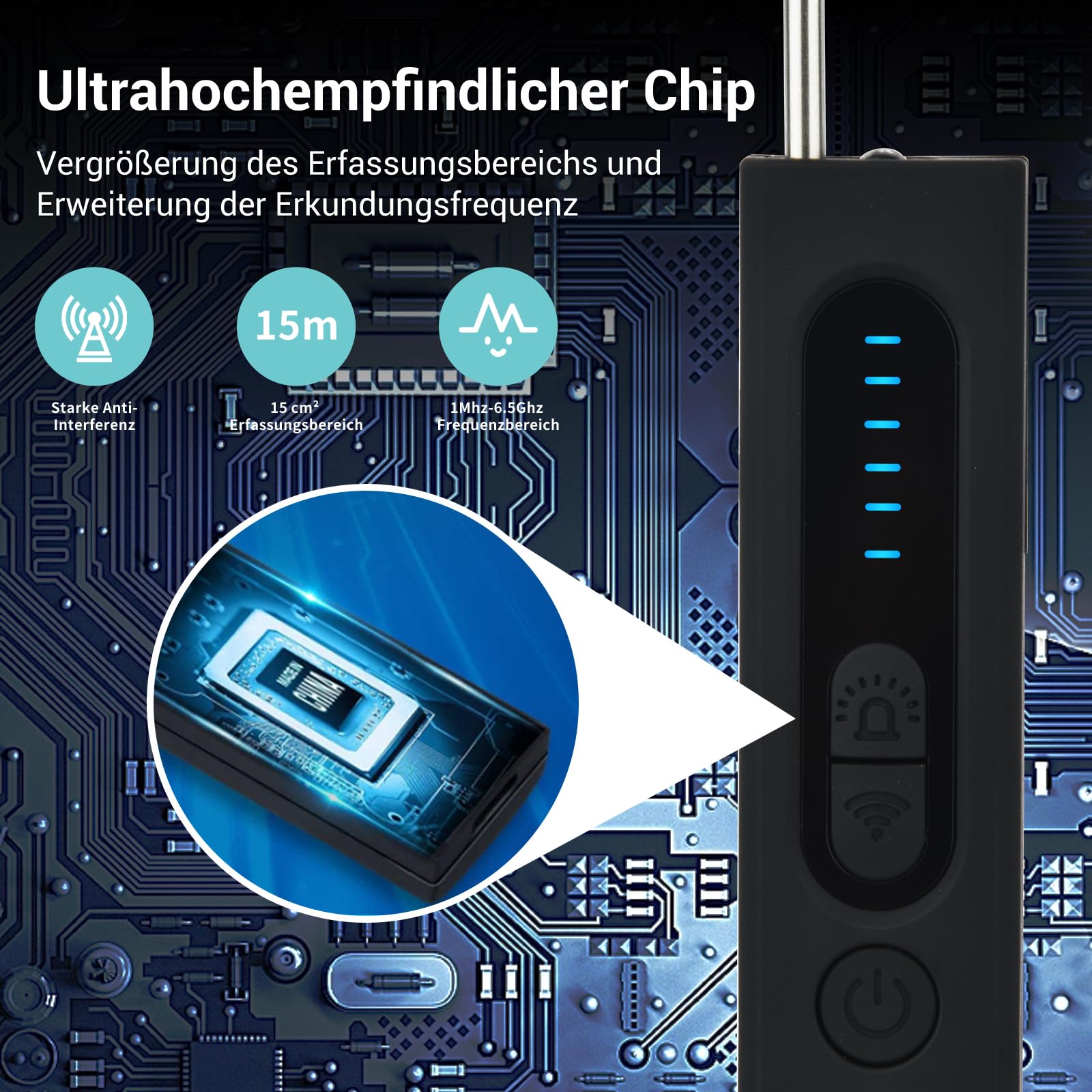 Detecteur de Camera Micro Espion: Bug Détecteur RF sans Fil pour Caméra Dissimulée,Anti-Espion Bugs GPS Tracker Scanner Cachée GSM ÉCoute Device Finder pour Bureau à Domicile Hôtel