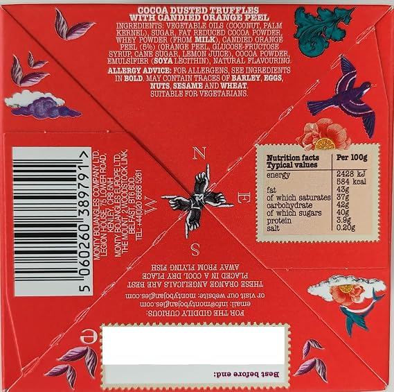 Monty Bojangles Orange Angelical Cocoa Dusted Chocolate Truffles (3 x 100g Gift Box) Heavenly Orange Flavour, Award-Winning Luxury Chocolate Gift Set