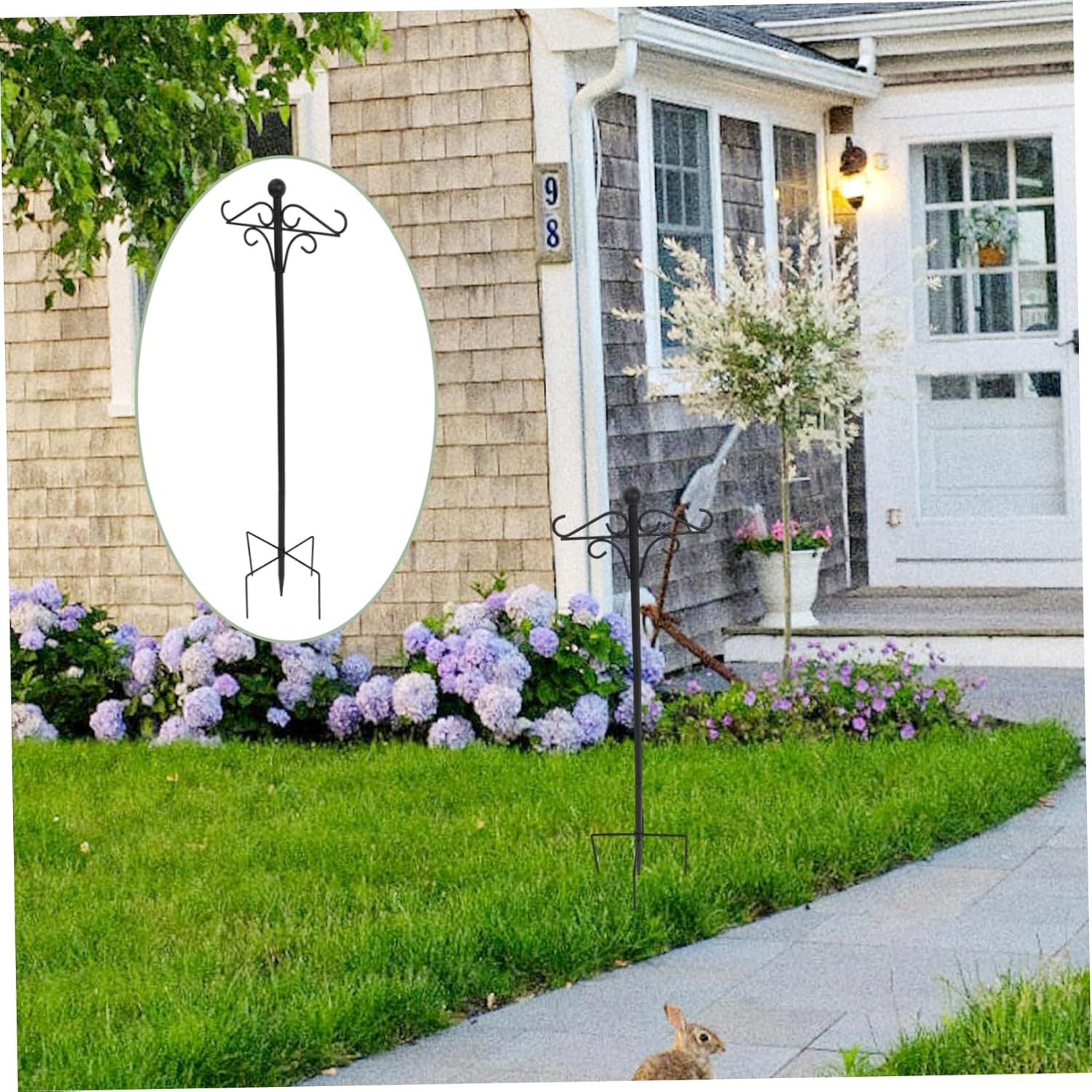 Shepherd Hook Outdoor Hanging Plant Bracket Small Shepherd Hooks for Garden 46 Tall Flat Base