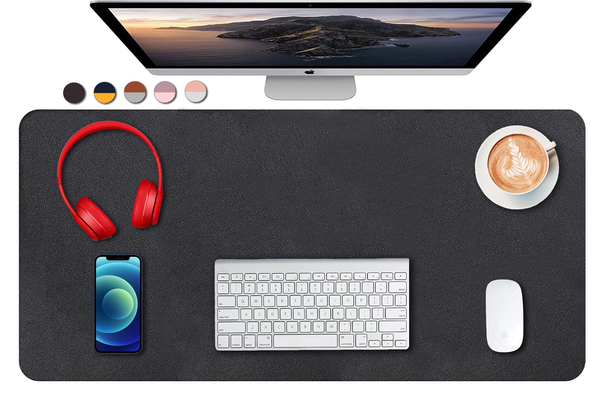 SUJAYU PU Leather Desk Pad, 31.5" x 15.7" Mouse Pad, Office Desk Mat, Non-Slip Laptop Desk Pad, Waterproof Desk Writing Pad for Office and Home (Black, 31.5" x 15.7")