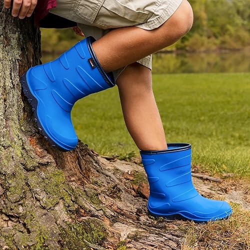 Miniatura 6 de HISEA Botas de lluvia para niños y niñas, botas de goma impermeables, botas de lluvia sin costuras, zapatos de barro ligeros para el agua, la playa,