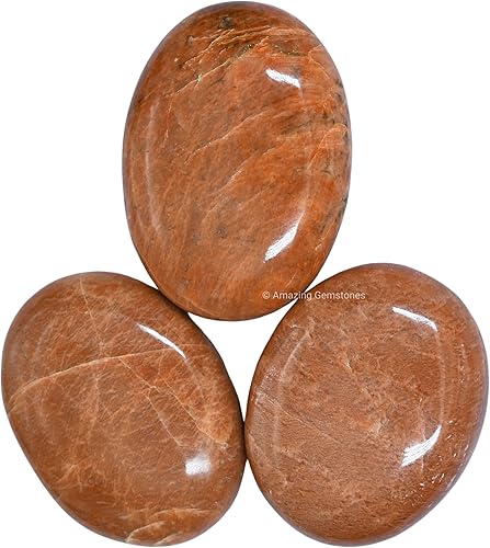 Miniatura 4 de Piedra de palma de piedra lunar de durazno, piedra de preocupación para masaje caliente para equilibrio natural de chakras, curación de reiki y