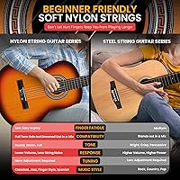 Vista 7 de Kit de guitarra acústica para principiantes Pyle, tamaño junior 3/4, instrumento completamente de madera con kit completo de accesorios, púas