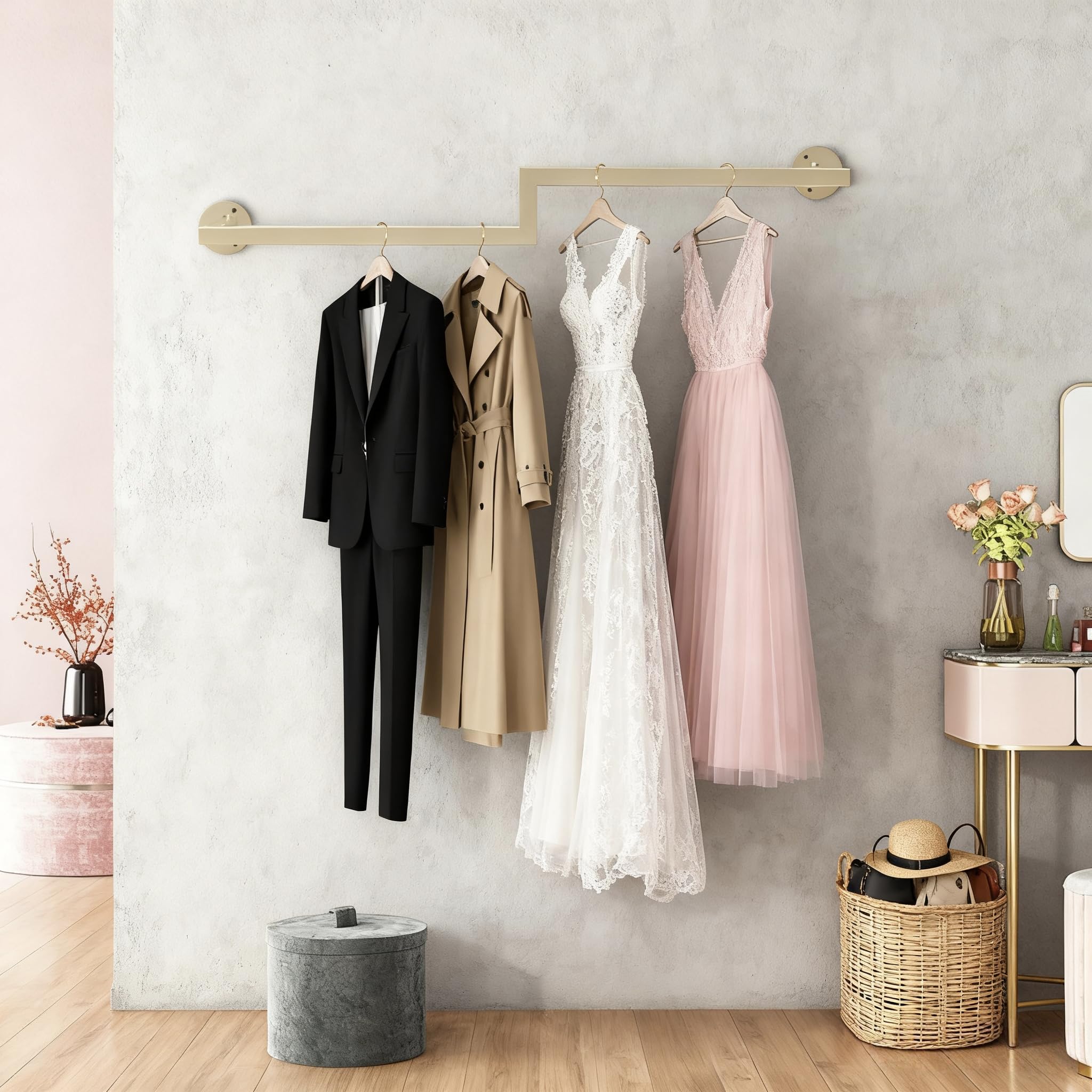 ideas for hanging long dresses Short closet? We can still hang those long dresses so they don't take up much space! (And you probably already own everything you need to make it happen! ) , Since dress styles vary so much, I wanted