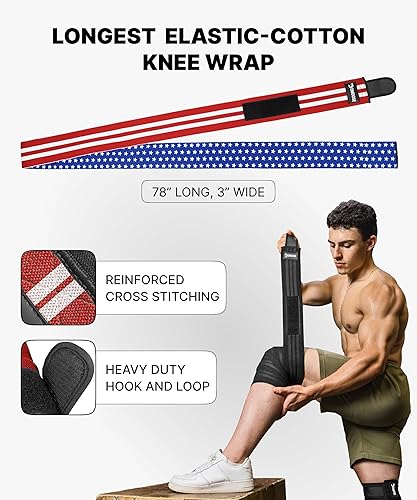 Miniatura 4 de DMoose Rodilleras para levantamiento de pesas  Par de correas de rodilla resistentes de 78 pulgadas  Evita lesiones en la rodilla  Proporciona