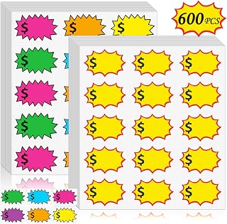 600 Pcs Garage Sale Price Stickers for Pricing, Removable, No Residue | Yard Sale Price Stickers Blank, Easy Peel Off, Rum...