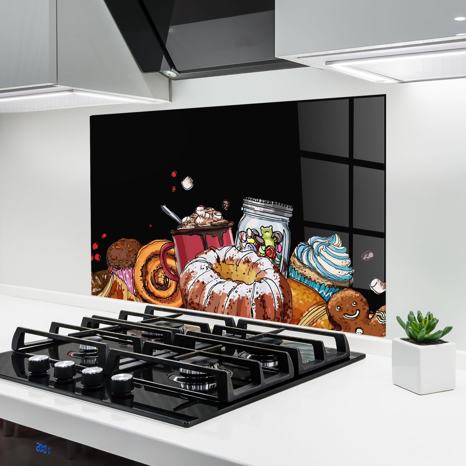 Plaque en verre trempé ARTHUB 60x100 cm Sweets fond de hotte haut de gamme pour plan de travail