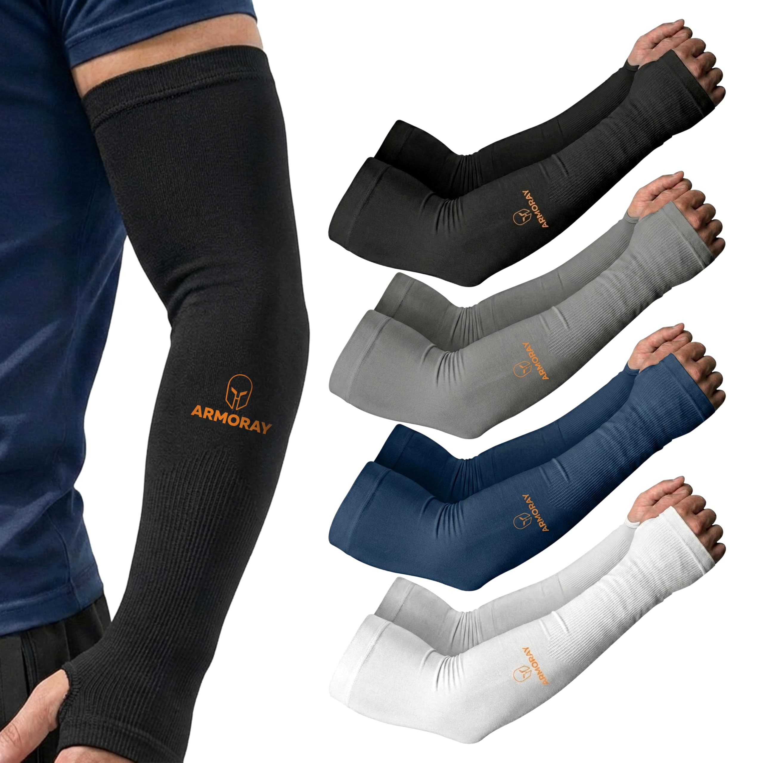 ARMORAY Arm Sleeves for Men and Women - UV Sun Protection Cooling Compression - Tattoo Cover Up Sleeve for Daily Wear &amp; Work