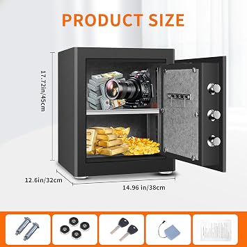 HSGCJS 42L Smart Biometric Fingerprint Home Safe with Keypad, 38×32×45cm