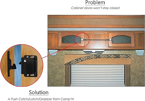 Miniatura 3 de Camp'N Paquete de 10 pestillos para puerta de gabinete de caravana, fáciles de instalar, cierres y cierres de cajón de caravana OEM - Pestillo de