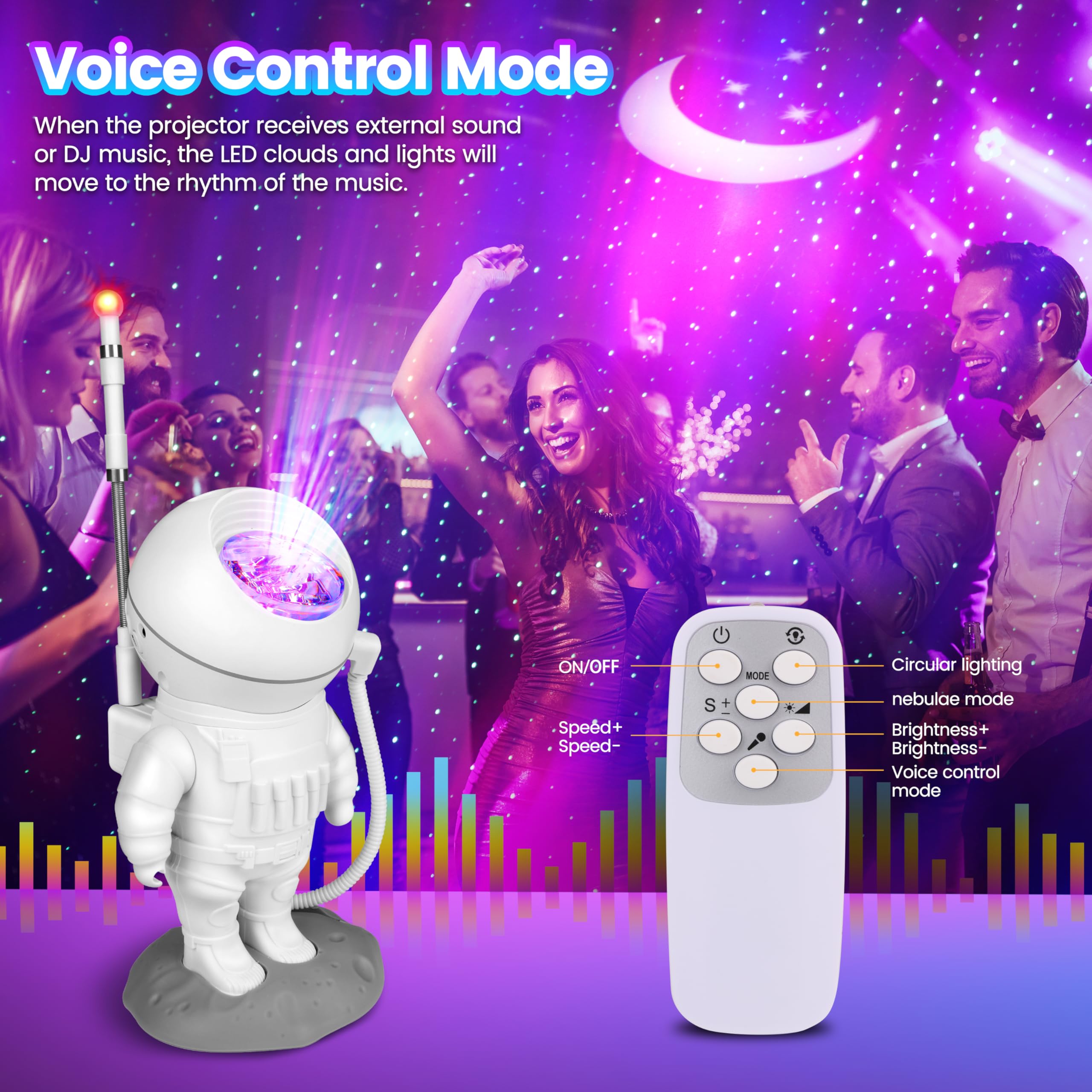 Proyector de estrellas de astronauta, luz de galaxia del norte, proyector de galaxia, luz nocturna para dormitorio de niños y adultos, lámpara LED con temporizador y control remoto, sala de