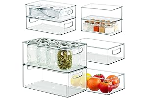 Easily Stackable Freezer Storage Bins - Set of 8 Clear Organizer Containers