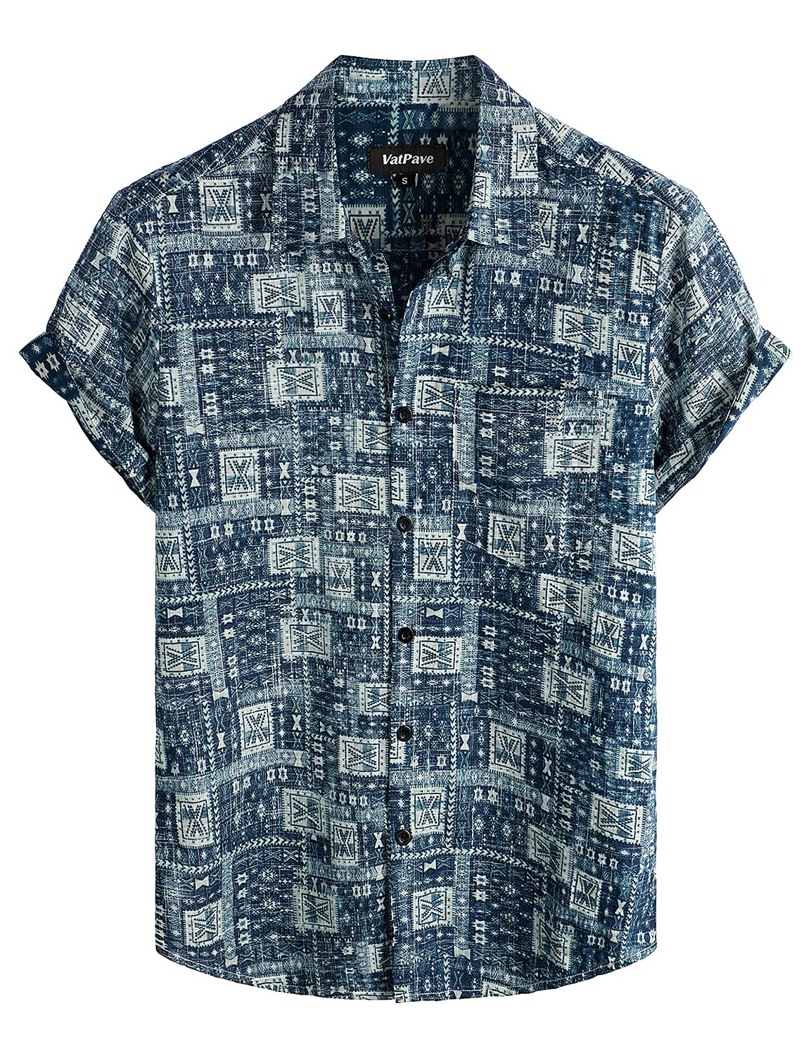 VATPAVE Mens Front Pocket Hawaiian Shirts Casual Floral Shirts Short Sleeve Button Down Beach Tropical Shirts