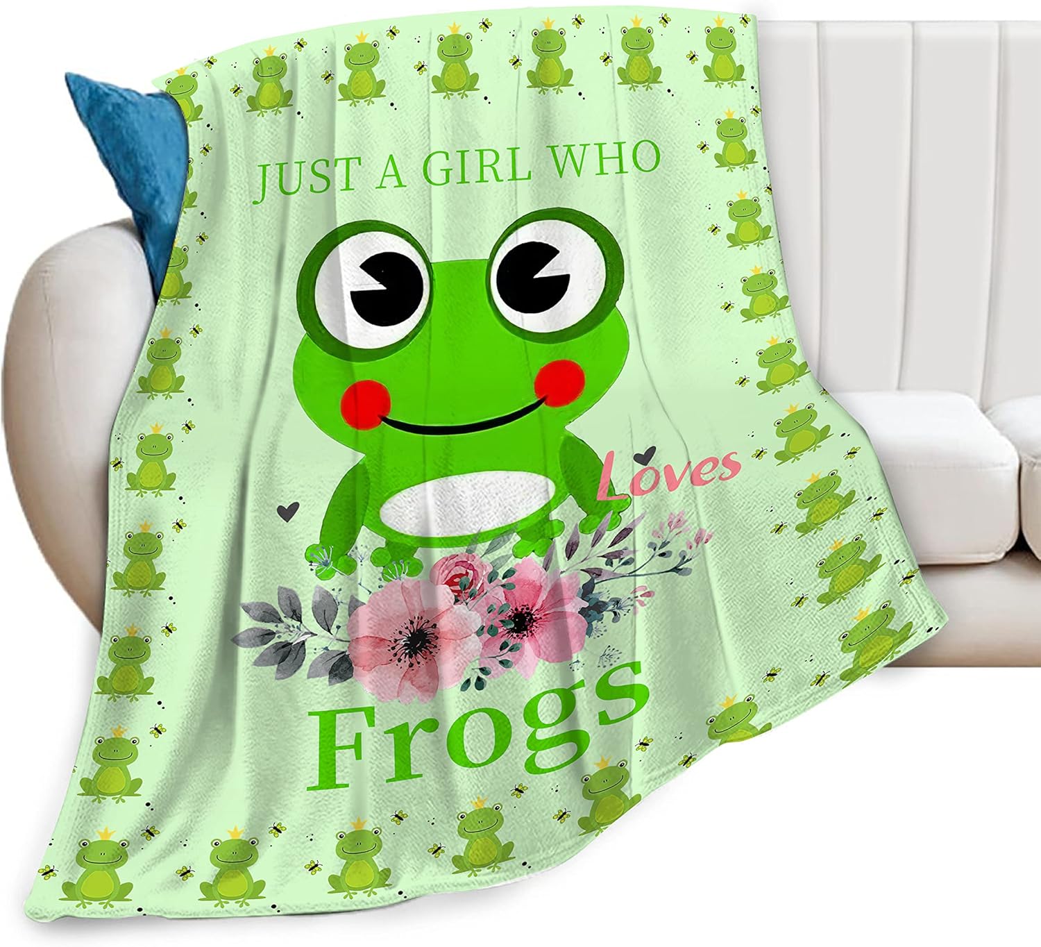 Frog Blanket for Girls Women Super Soft Cozy Frog Animal Stuff Decor Fleece Throw Blanket Plush Warm Fleece Just a Girl Who Loves Frogs Flannel Gifts Blankets for Kids Adults 50"x40" - view 3