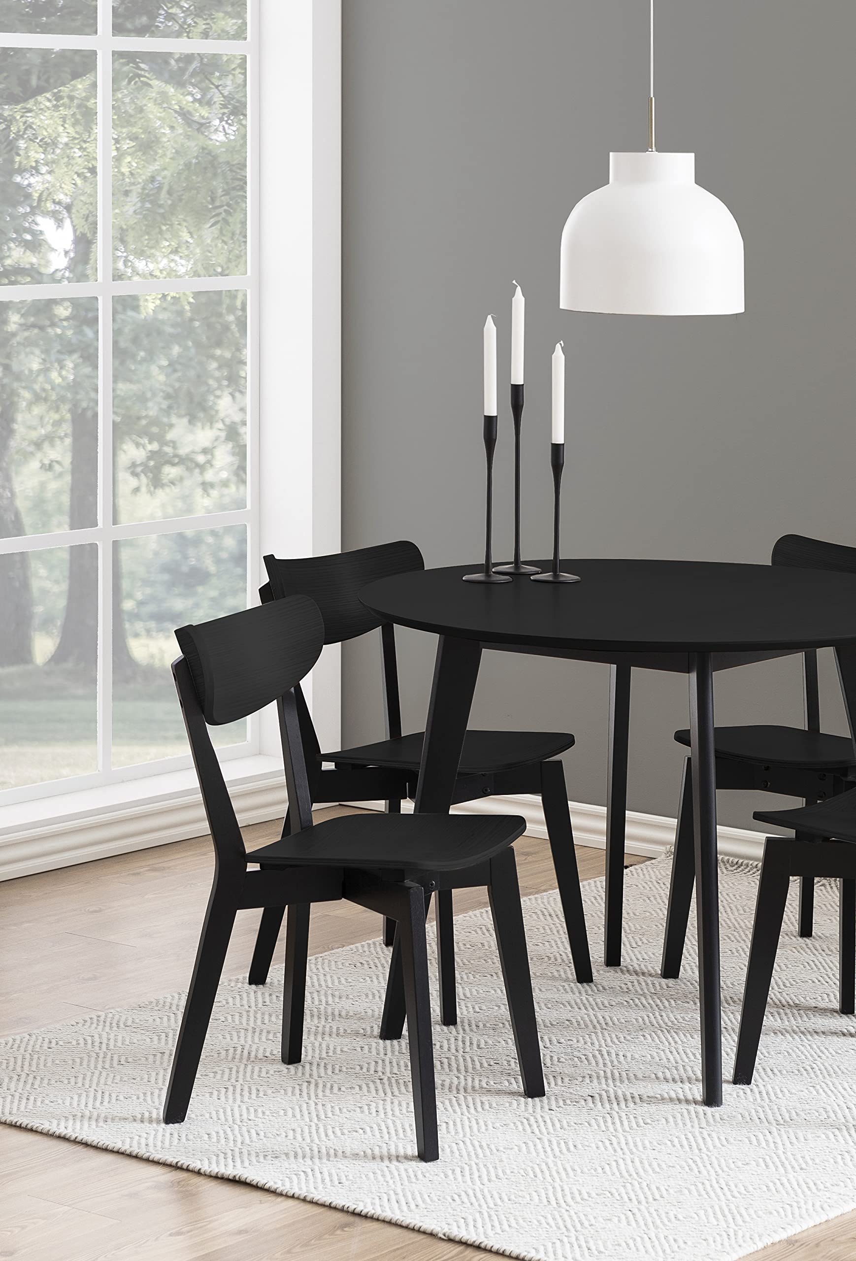 AC Design Furniture Roxanne tavolo da pranzo, nero, impiallacciatura rovere/albero della gomma, L: 105 x P: 105 x H: 76 cm, 1 pz