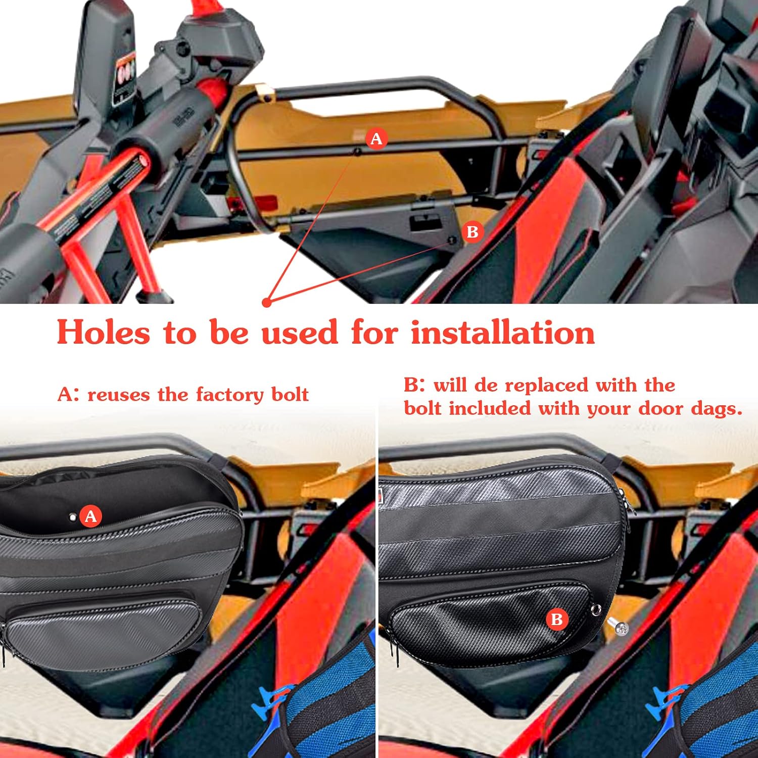 Goldfire Rear Door Tool Organizer Bags UTV X3 Storage Bag Accessories Rear Upper Lower Door Bags Gear Bag Fits for Can Am Maverick X3 Max Turbo R 2017-2024(Black)