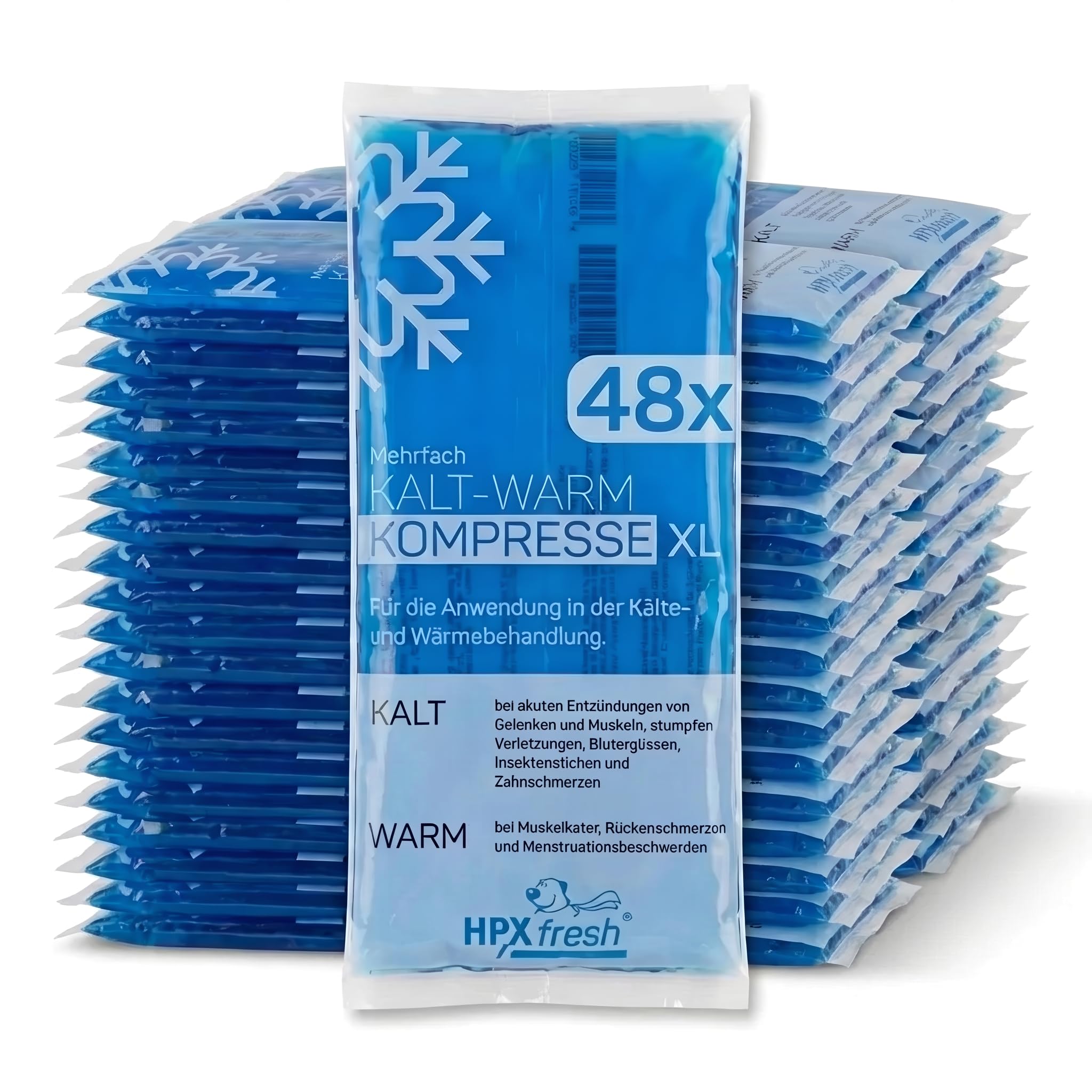 48x HPXfresh® Mehrfach-Kompresse für Kalt und Warm Anwendungen in der Größe 12x29cm | mikrowellengeeignet | Mehrfach Kalt- Warm Kompresse, Gelkompresse (12x29cm, 48)