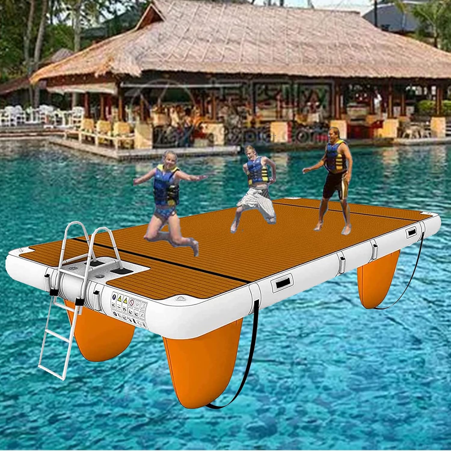 Amazon.com: ZANNZA Inflatable Pontoon Dock Floating Raft, Floating ...