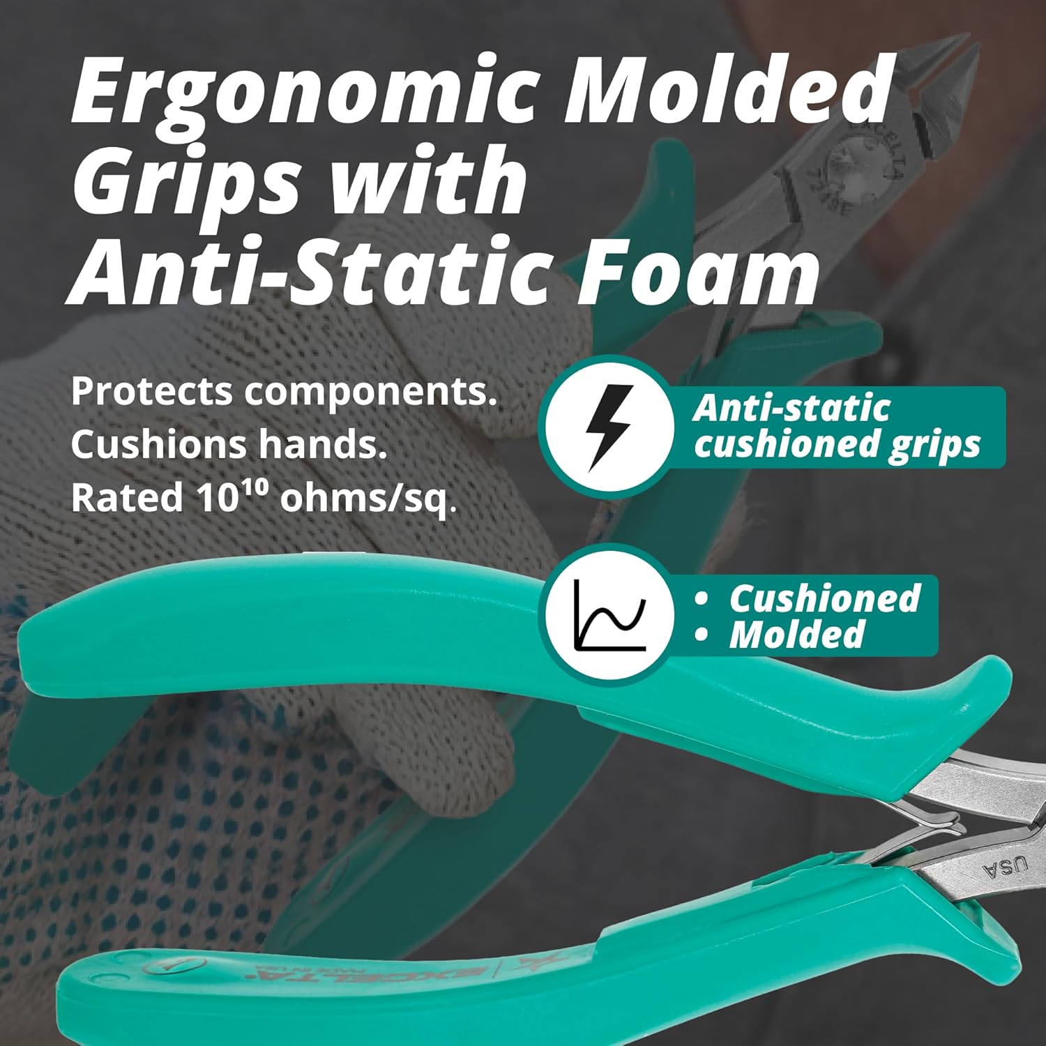 Excelta Medium Taper Laser Flush Wire Cutters, Precision Tool with Relieved Head and Short Anti-Static Handle for Medical Device Manufacturing, Jewelry, Electronics & Crafts, Made in The USA