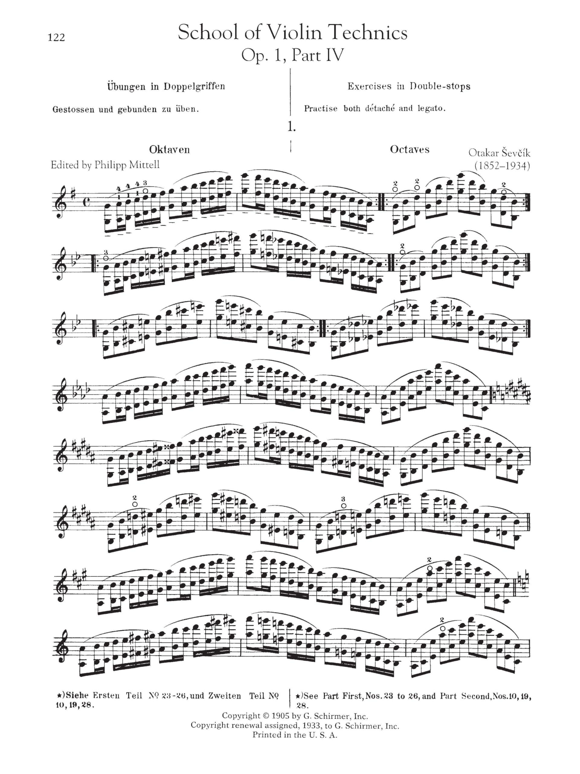 Otakar sevcik: the school of violin technics op.1 complete: Parts I-IV, Op. 1 (Schirmers Library of Musical Classics)