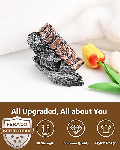Miniatura 31 de Feraco Pulsera de cobre para hombres 3 veces más fuerza, pulsera de terapia magnética de cobre con potentes imanes de 3800 Gauss, cierre plegable