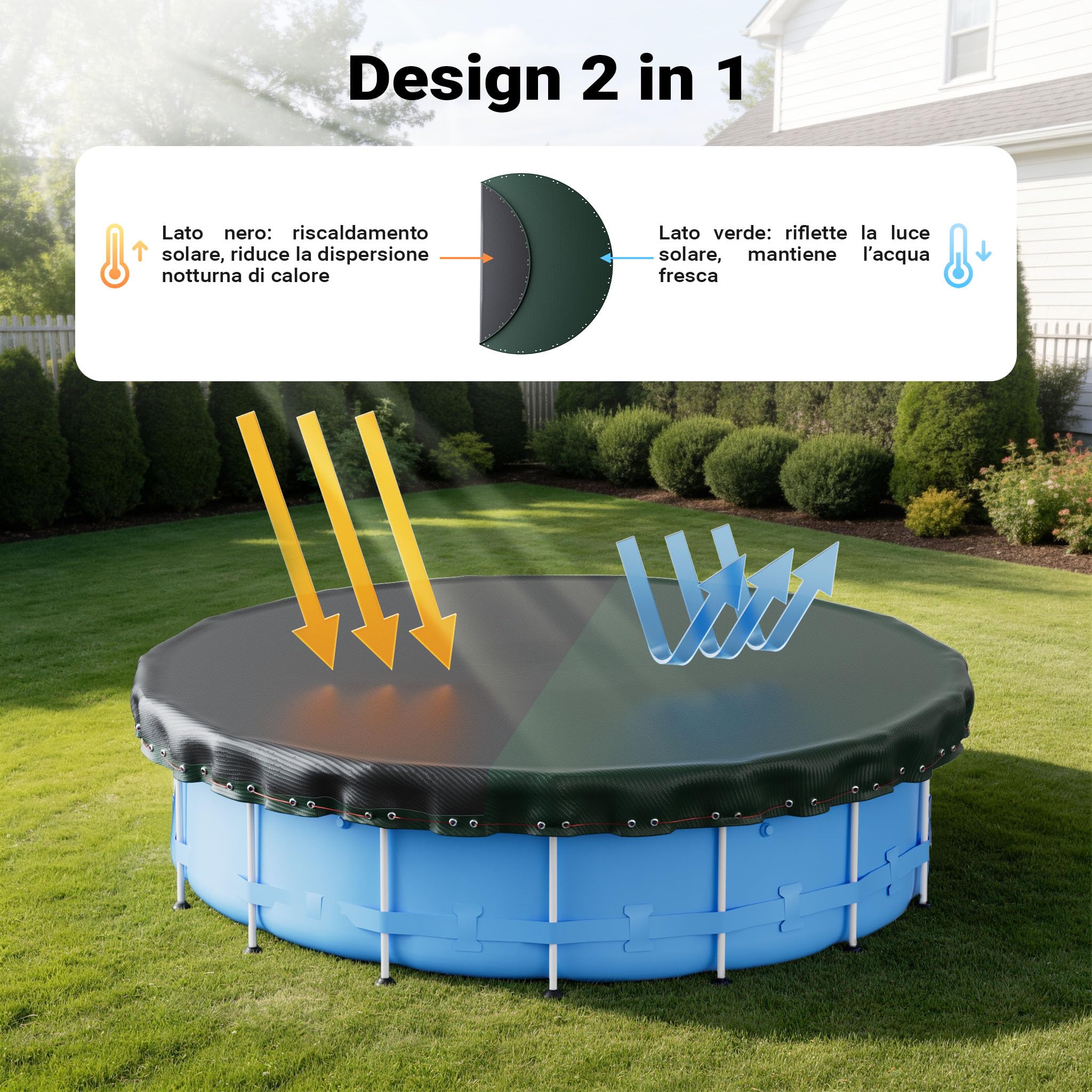 Wiltec Telo di copertura per piscina rotondo Ø 520 cm 2in1 resistente ai raggi UV inverno estate