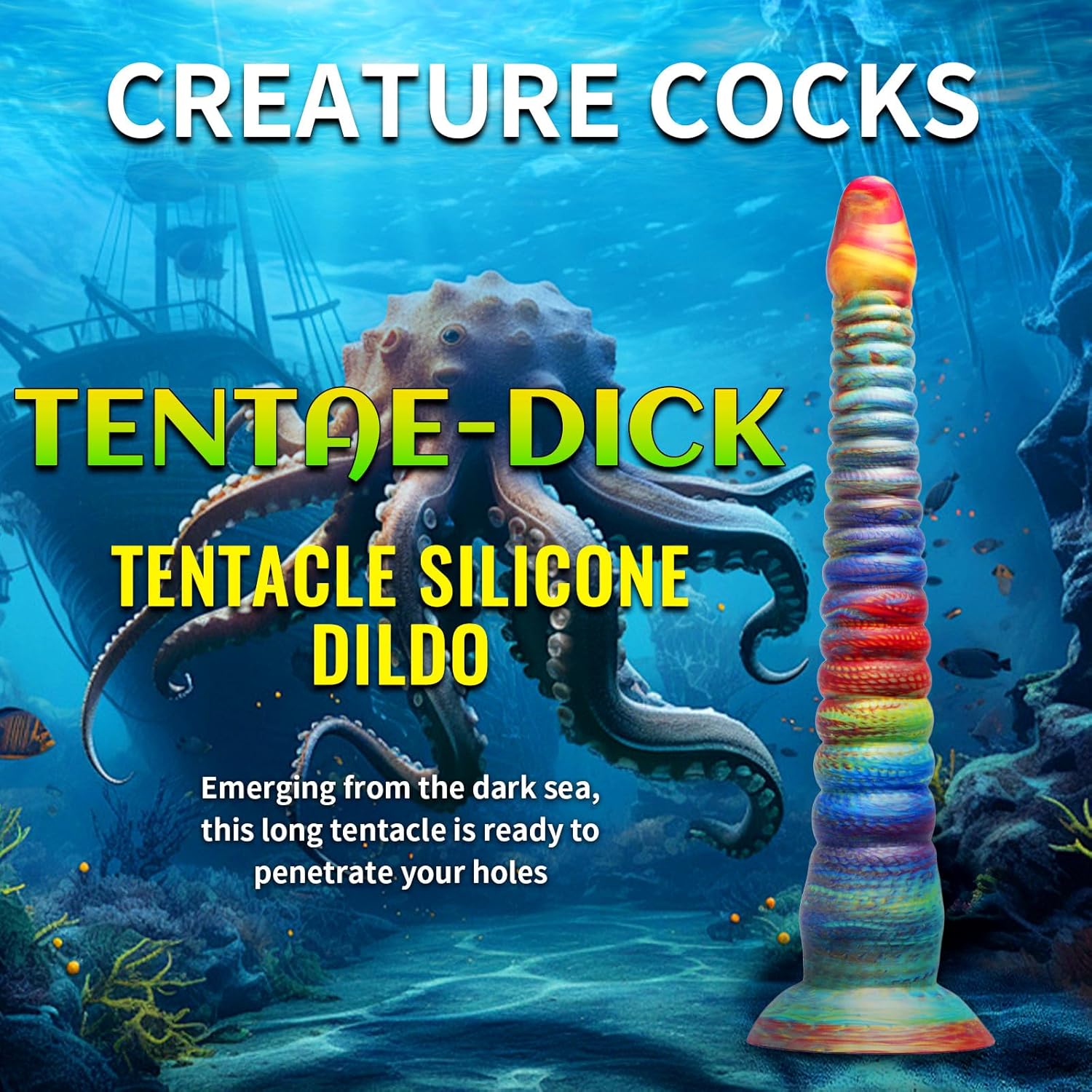 Long Tentacle Dildo-Large Butt Plug-Suction Cup-Monster Tentacle Anal Sex Toys-Fantasy Silicone Anal Dildo for Women Men Couples-Prostate Dildo&Gay Sex Toys-FB001 (L)