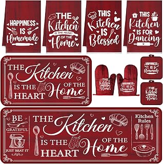 Fourluoo 10 Pcs Red Kitchen Decor and Accessories Set