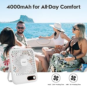 Cruise-Approved Fan Compact Ultra Thin Travel Fan for Sleeping Rechargeable with 180 Rotating Stand, Digital Display TYPE-C Charging, Whisper-Quiet for Cruise Camping Bedroom, Compact Desk Handheld