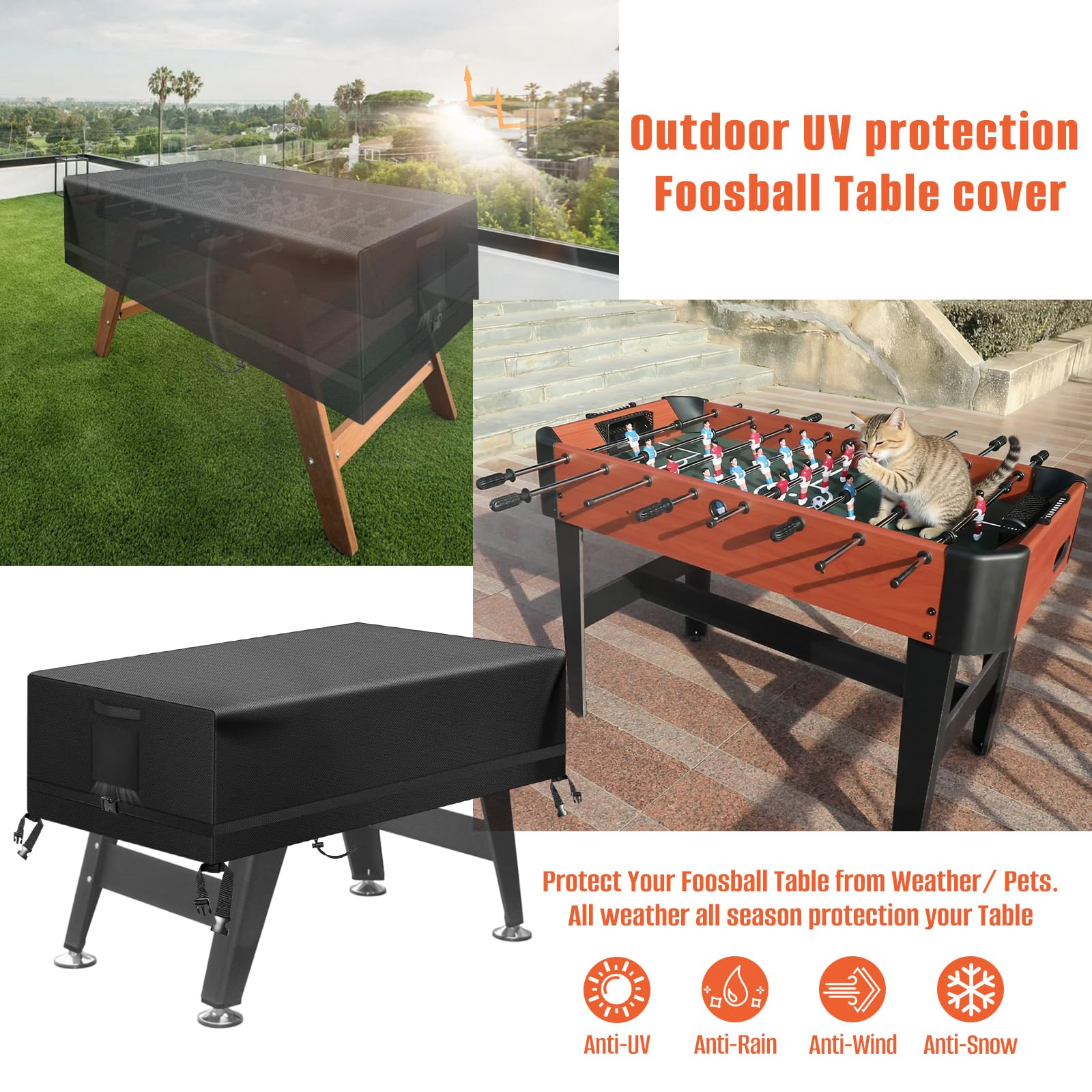 Kovshuiwe Copertura Per Tavolo Da Esterno 92x61x88 Cm – Telo Impermeabile In Tessuto Oxford 600D Per Carrelli In Acciaio Inox E Tavoli Da Barbecue, Con Coulisse E Velcro Antivento, Tasca Portaoggetti - 2
