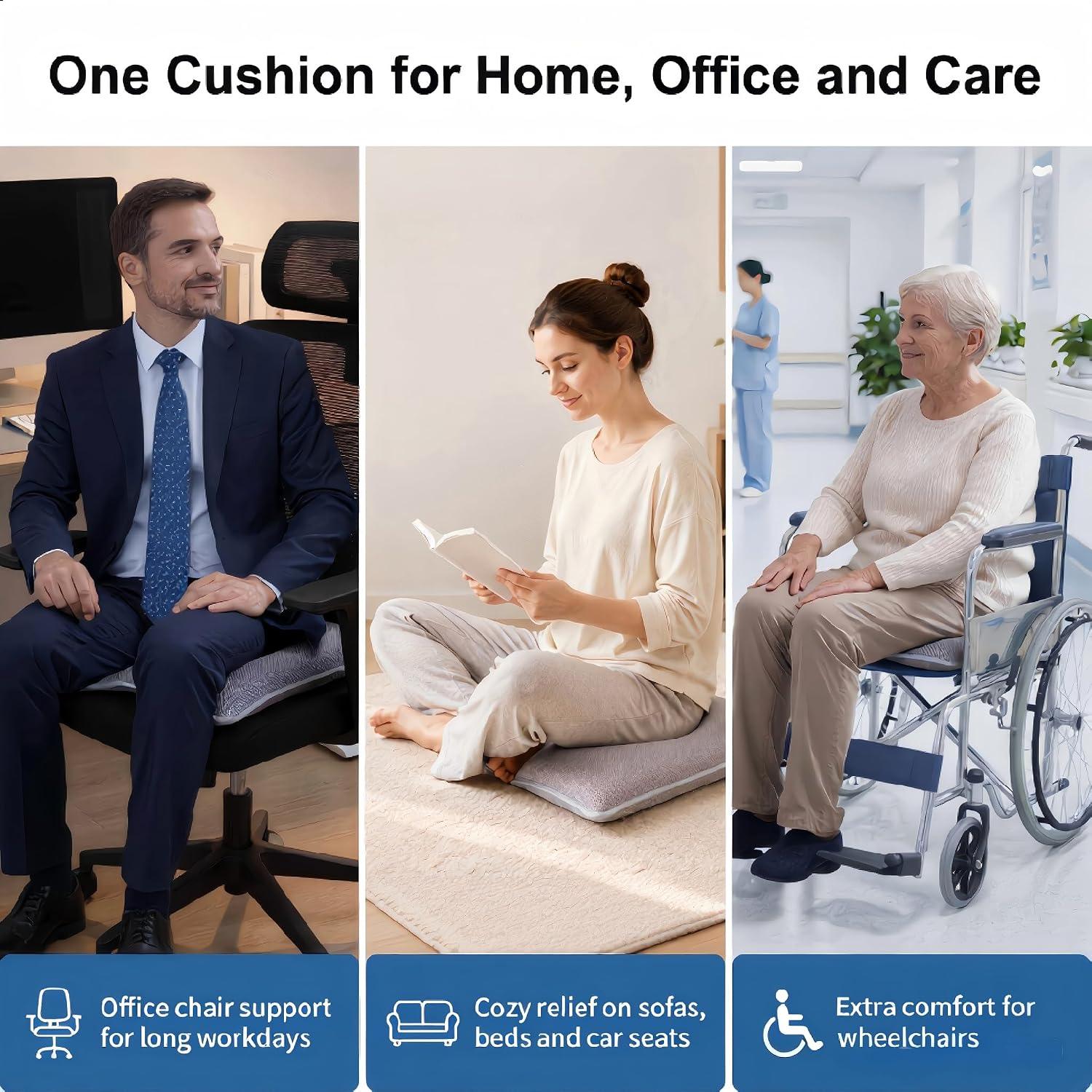 Donut Pillow for Tailbone Pain Relief – Breathable Mesh Rectangular Seat Cushion with PE Tube Filling, Pressure Relief for Hemorrhoids, BBL Recovery, Office Chair, Car & Bed Sore Care (Gray)