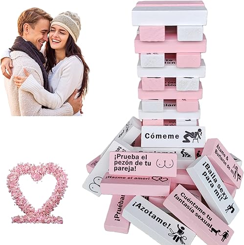 Juego de adultos para parejas Bloques españoles Torre Diversión Noche Fechado Pila Adultos Bloques Juegos para Parejas en Español Board Ages 18+