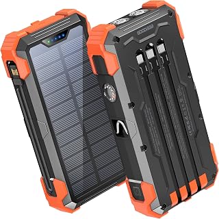 GOODaaa Solar Power Bank 24000mAh, Portable Charger with 4 Built-in Cables, Fast Charging 5 Outputs 2 Inputs Battery Pack,... Price In India