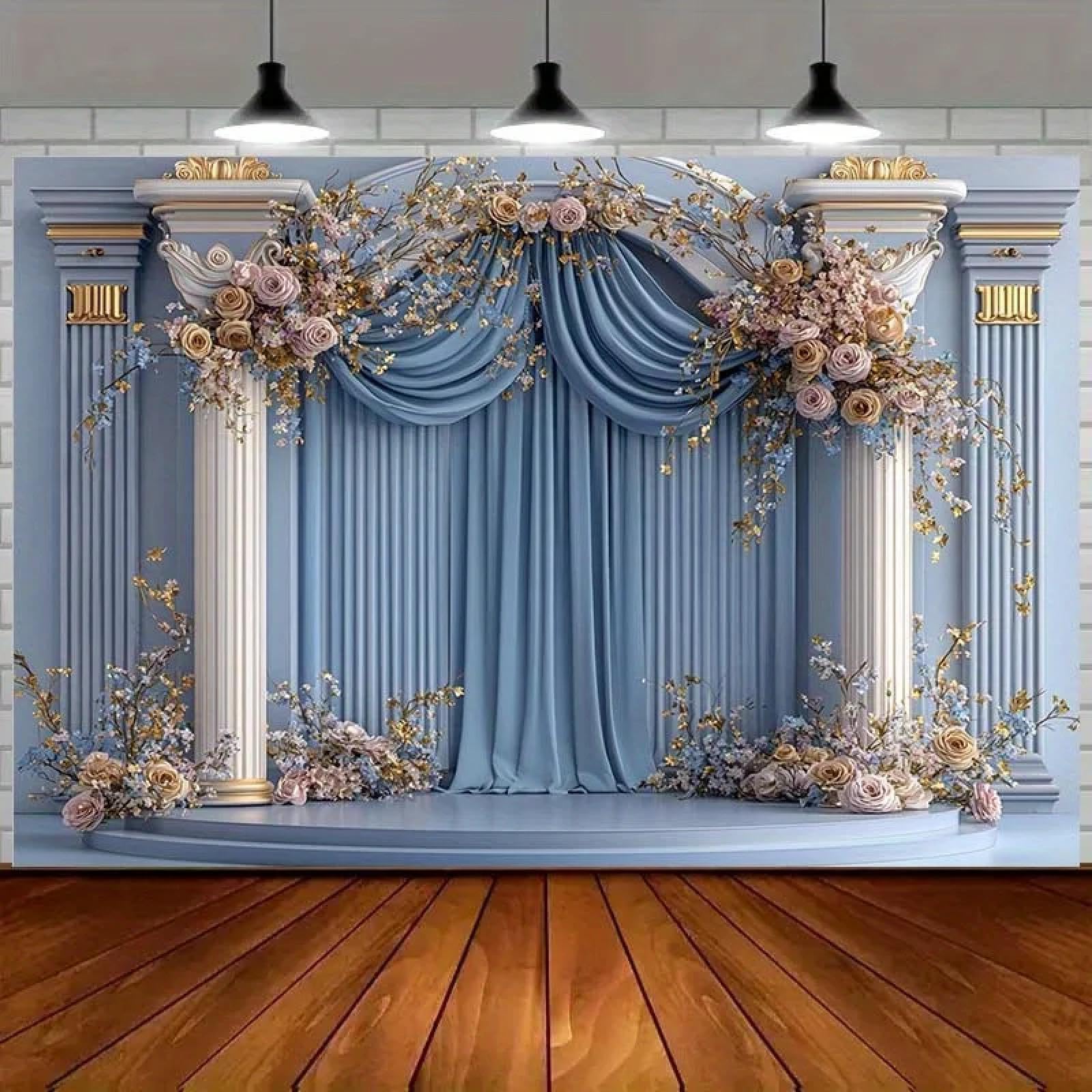 Elegante Banner de Fondo de Boda Real Azul Adecuado para cumpleaños, Fiestas, Fiestas, múltiples tamaños para Elegir