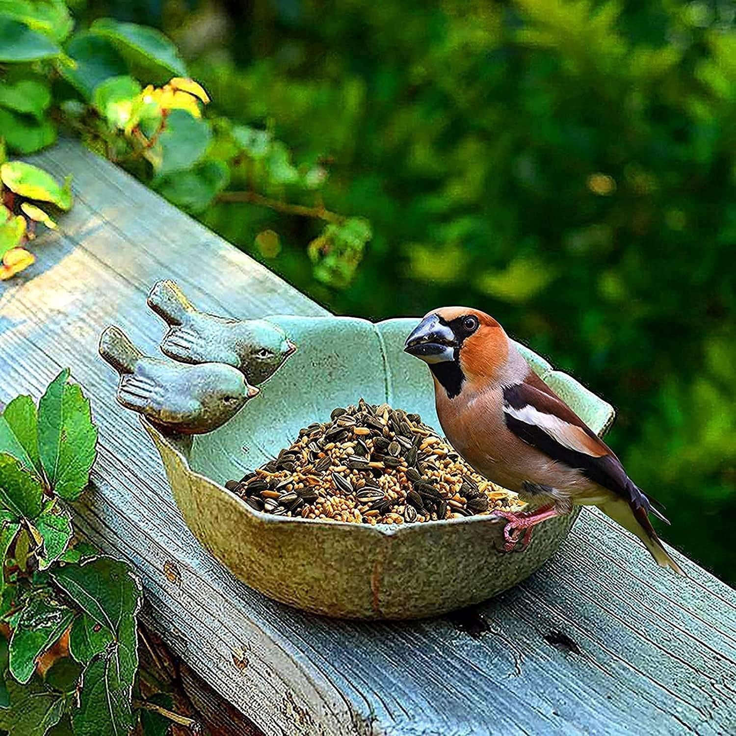 Comedero para pájaros de jardín, cuenco para baño de pájaros, Bebedero para pájaros, soporte para contenedor, plato de fruta de cerámica, comedero para pájaros, acuario