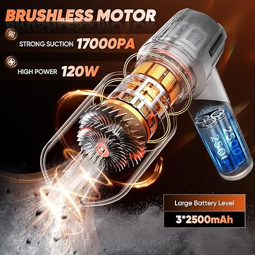 Miniatura 2 de Saker Aspirador portátil de mano inalámbrico portátil 17000PA plegable aspiradora de coche mini soplador de polvo con motor sin escobillas para