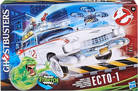 Ghostbusters Track & Trap Ecto-1 Toy Vehicle with Fright Features Ecto-Stretch Tech Slimer Accessory, Compatible with 5-Inch Toys, 4+