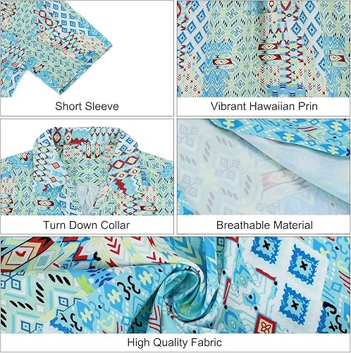 Miniatura 6 de Camisas hawaianas para hombre camisas casuales de playa con botones camisas florales de manga corta para hombre