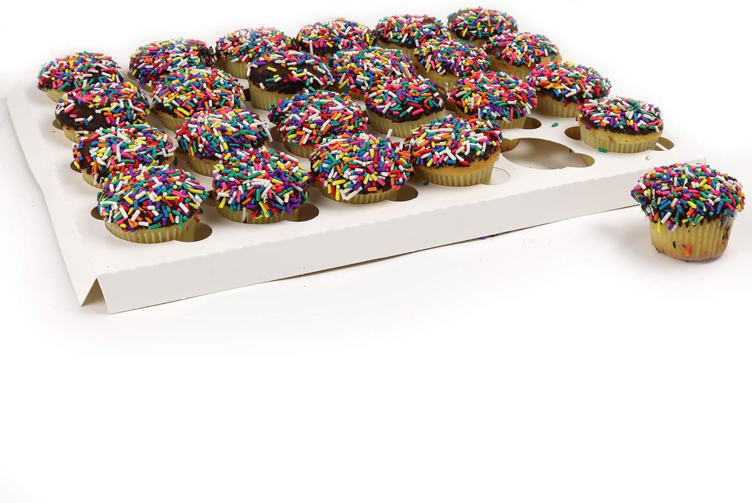 O'CREME Insert Only with White Top and Bottom for Holding 24 Mini Cupcakes in a 14 Inch x 10 Inch Cake Box - Pack of 100